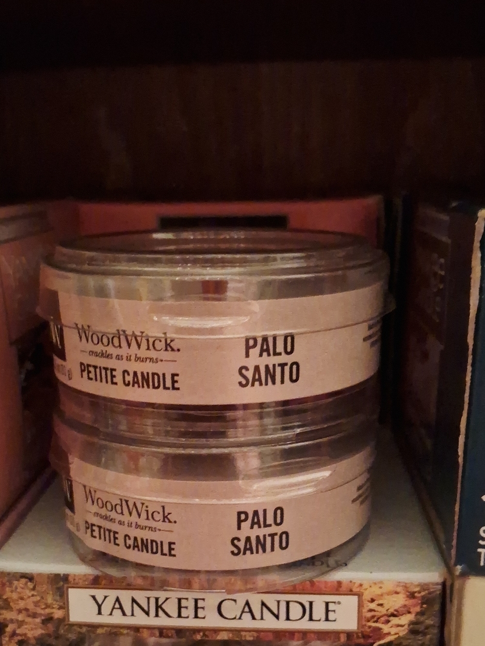 2 Woodwick Palo Santo Petite Candle - Beige Label, Clear Tin
